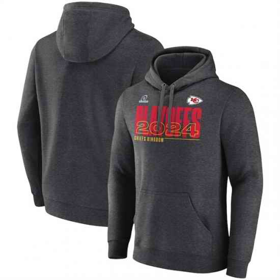 Men Kansas City Chiefs Charcoal 2024 Playoffs Pullover Hoodie